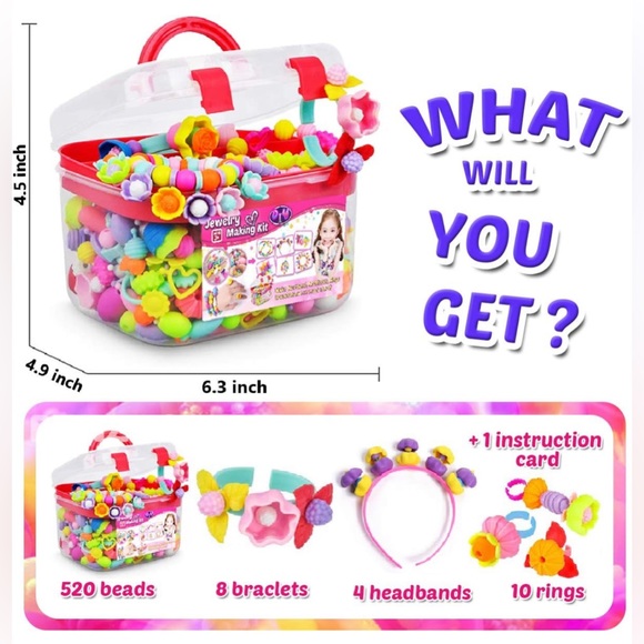 New Snap Pop Beads for Kids Jewelry Making Kit DIY Bracelets Hairband - Picture 2 of 13